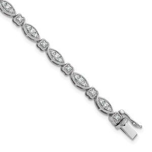 14k White Gold 1 carat Lab Grown Diamond VS/SI+ G+ 7 inch Fancy Bracelet